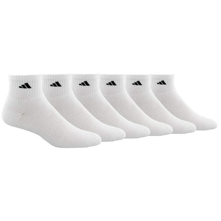adidas Men's Athletic Cushioned Quarter Sock (6-pair) White/ Black Large