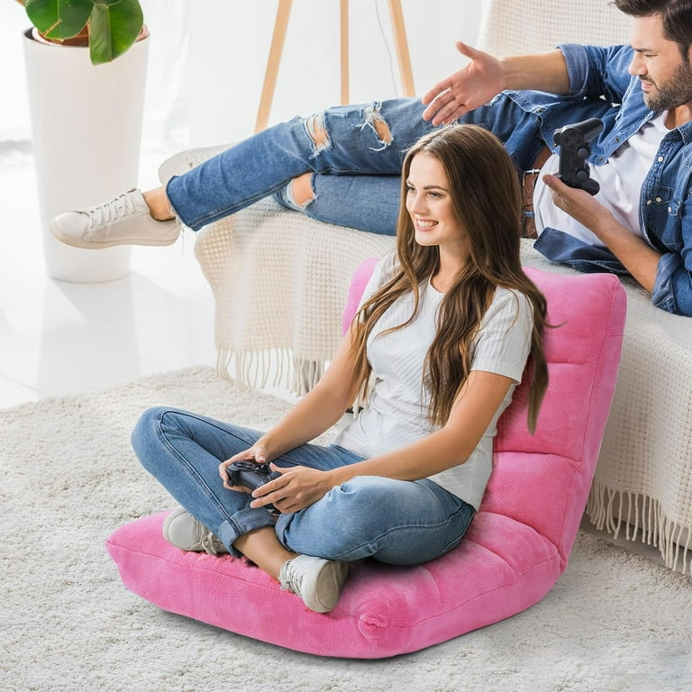 QRKD Floor Chair with Back Support, Foldling Gaming Sofa Chair