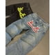 thumbnail image 2 of PROTECT Y2k - Pantalones vaqueros con estampado de estrellas cruzadas y estilo hip hop, estilo gótico, retro, holgados, azules y negros, para hombre, estilo punk, rectos, ropa de calle, 2 of 5
