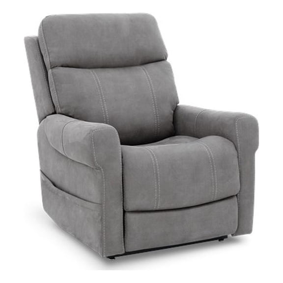 Pemberly Row Fabric Power Lift Recliner with 3 Zone Heat in Stonewash Dove