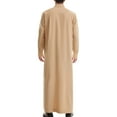 thumbnail image 4 of Solid Colored Men Robes Comfortable Breathable Fabric Traditional Clothing Long Sleeve Thobe for Daily Wear Mens Casual Crew Neck Basic Tees, 4 of 5