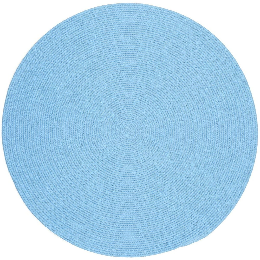 Blue Rug Braided Solid Color, 6Foot Round Soft Kids/Nursery Carpet