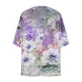 thumbnail image 4 of JURANMO Kimono Cardigan for Women, Plus Size Kimono Cardigans 3/4 Ruffle Sleeve Lightweight Flowy Boho Floral Loose Cover Ups Summer Savings Purple XXL, 4 of 6