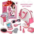 thumbnail image 3 of Star Princess Pink Play Purse with Accessories for Little Girl Christmas Gifts Toddler Pretend Play with Pretend Makeup, Wallet, Toy Phone for Girls Role Play Ages 3 4 5 6 7 8 9 10 11 12, 3 of 9