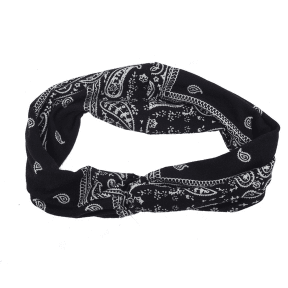 Lux Accessories Black Soft Bandana Print Knot Front Headband