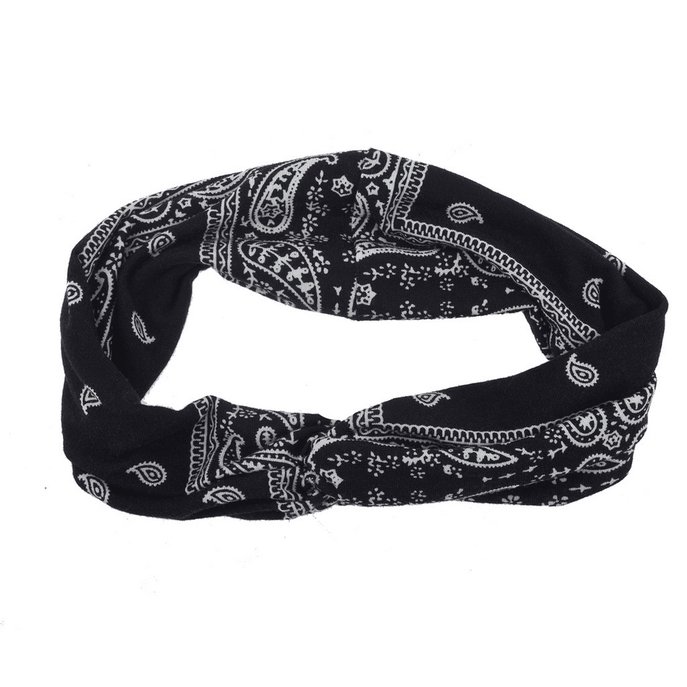 Lux Accessories Lux Accessories Black Soft Bandana Print Knot Front