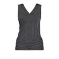 thumbnail image 5 of ZEHJUHAN Women's Solid Color V-Neck Sleeveless Tank Top - Basic Stretchy Summer Tee Dark Gray，S, 5 of 7