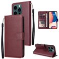 thumbnail image 1 of Compatible for iPhone 14 Pro Wallet Case with Premium PU Leather Card Slots Holder Photograph Slot Cover, Soft Silicone Shockproof Magnetic Clasp Kickstand Wrist Strap Flip Folio Case,Winered, 1 of 6