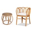 thumbnail image 1 of Bowery Hill Set of 2 Woven Rattan Round End Table and Rattan Chair in Natural, 1 of 18