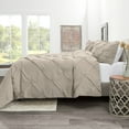 thumbnail image 3 of Nestl 2 Piece Pinch Pleated Pintuck Duvet Cover Set with Shams, Soft Microfiber,Button Closure Bedding Set, Twin - Taupe, 3 of 9