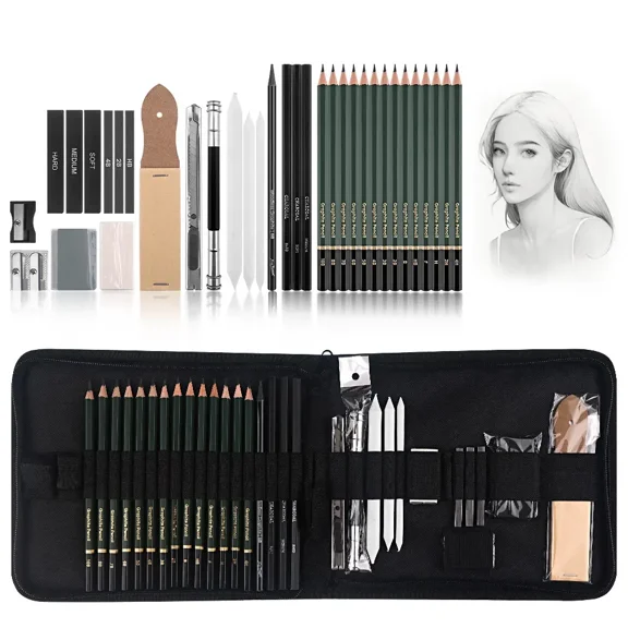 35 Pack Drawing Pencils Set, Sketch Pencils for Drawing, Charcoal Pencils for Drawing, Sketch Pencil Set with Sketchbook, Pencils, Charcoal, Graphite Art Supplies for Artist Professionals Beginners