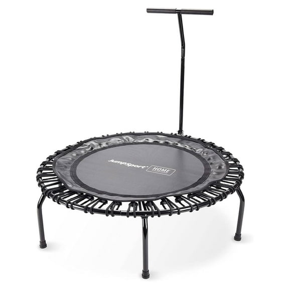 JumpSport Compact Round Lightweight 22 Pound Stable Home and Gym Fitness Indoor Mini Rebounder Trampoline for Adults, Black