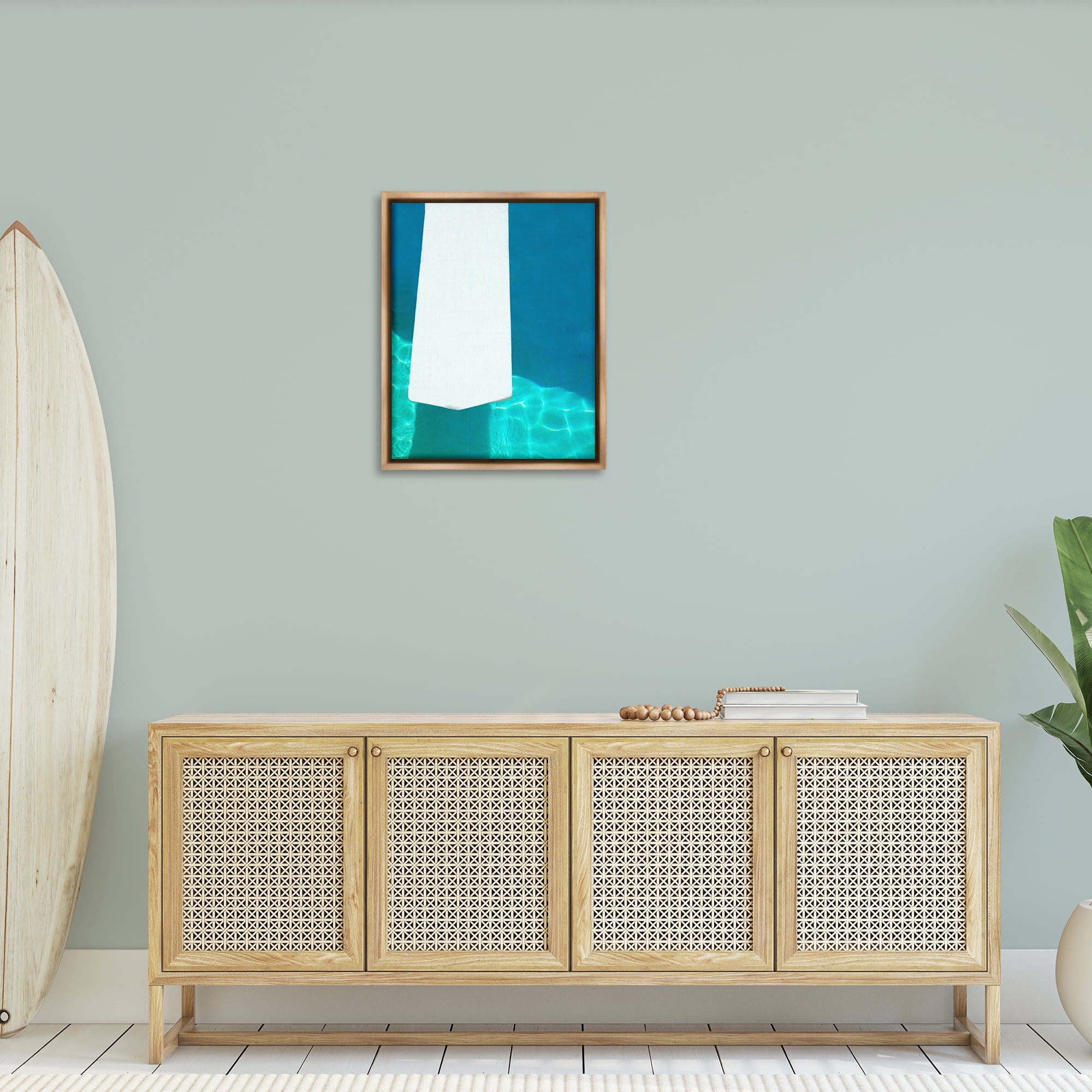 Stupell Industries Summer Diving Board Nautical & Beach Painting Brown Floater Framed Canvas Art Print Wall Art, 25 x 31