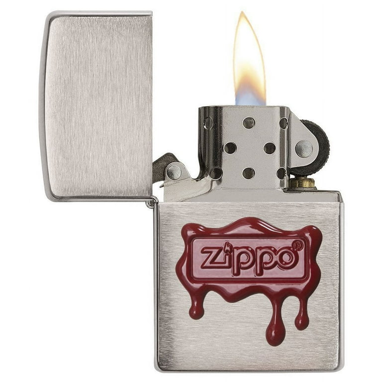 29492 200 Zippo Red Wax Seal Brushed Chrome Pocket Lighter