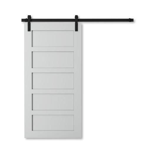 Urban Woodcraft Soho 5 Panel Solid Wood Barn Door (Grey)