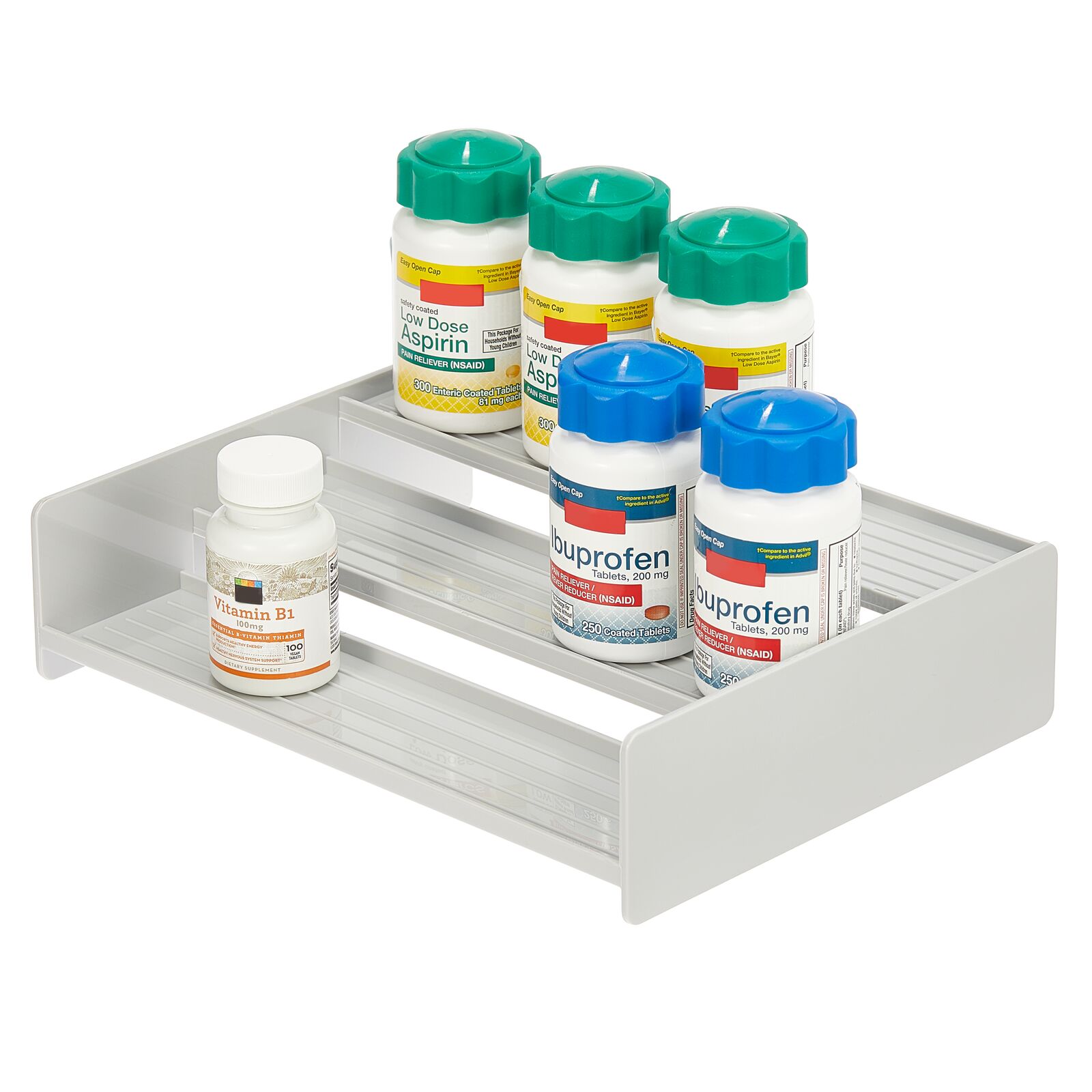 mDesign 3 Tier Bathroom Organizer Shelf Storage Rack for Vitamins, Supplements Versatile