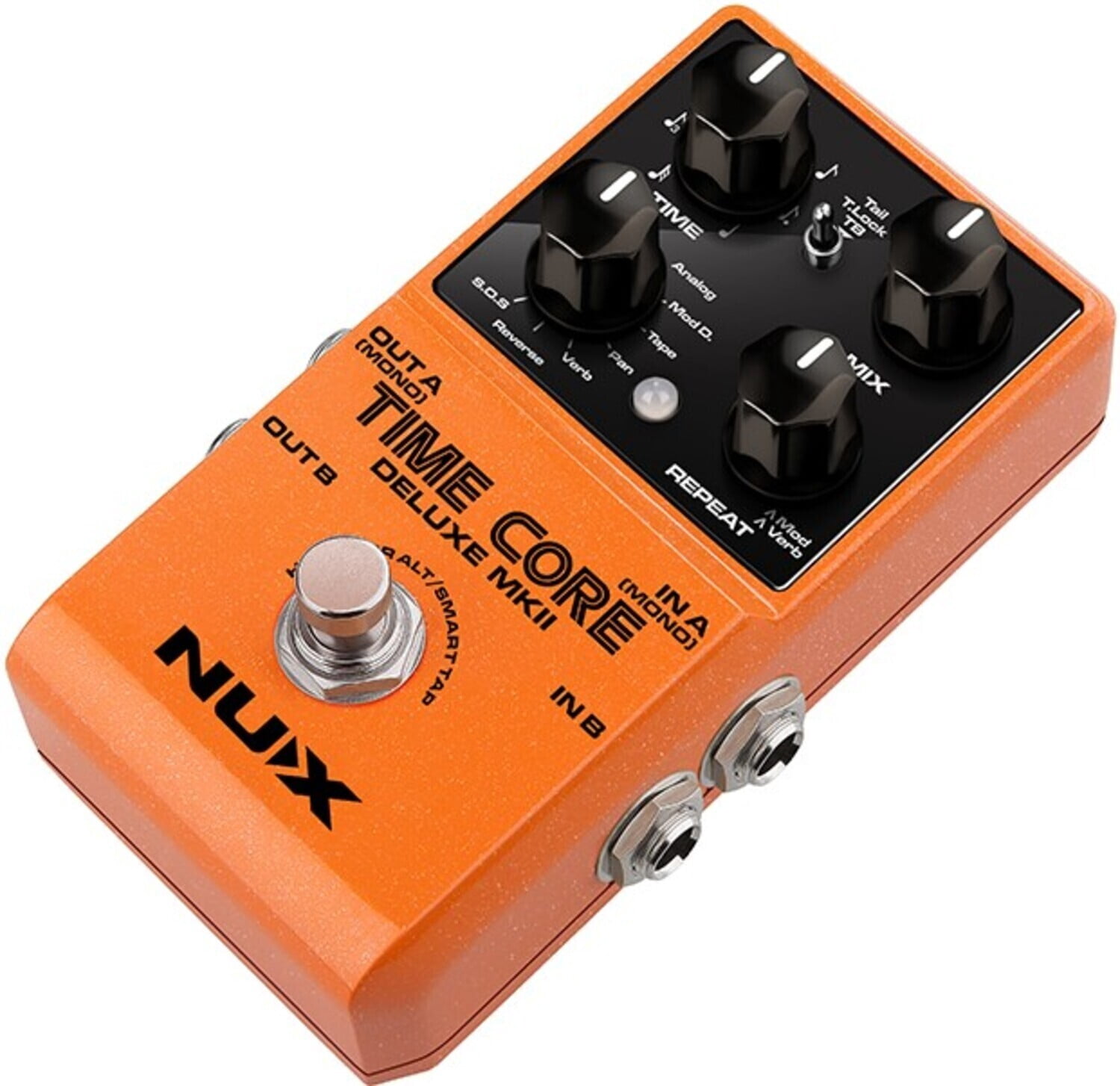 NUX Time Core Deluxe MKII with 7 Different Delays, Phrase Looper and Tap Tempo Effects Pedal Orange
