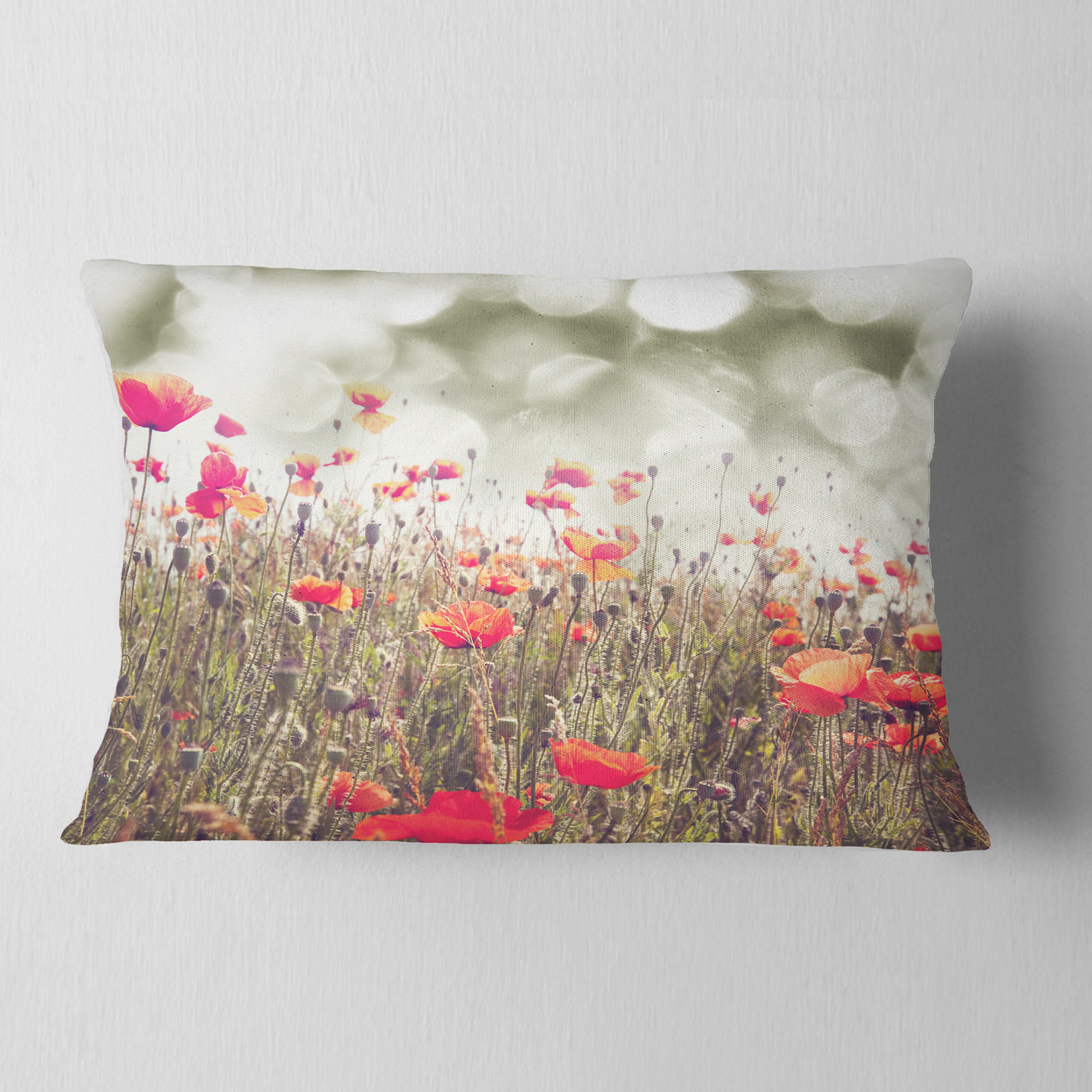 Designart 12" x 20" Red Polyester Throw Pillow
