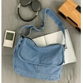 thumbnail image 7 of Kukuzhu Unisex Denim Tote Bag Casual Canvas Bag Denim Shoulder Bag Retro Crossbody Bag Large Hobo Bag Lightweight Messager Bag, 7 of 7