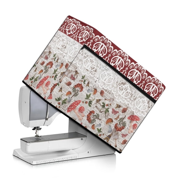 HELLHERO Thanksgiving Sewing Machine Cover with Pockets for Extra Accessories Lightweight Mushroom Pattern Design