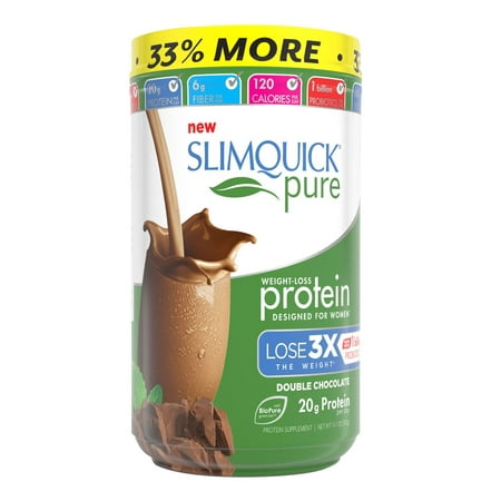 SlimQuick Pure Protein Powder, Double Chocolate, 20g Protein, 0.8