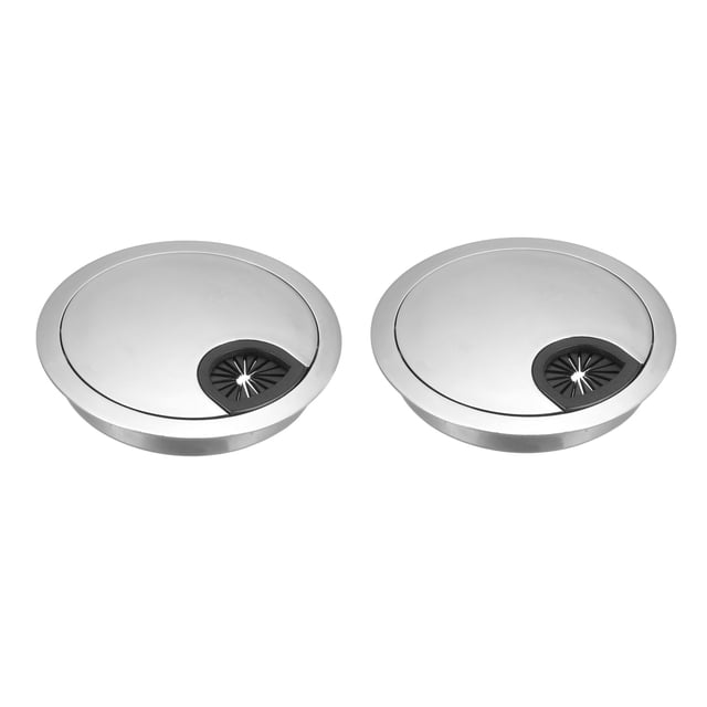 Uxcell 3-1/8 pulgadas Cubierta de Agujero de Cable Grommet de Escritorio para Organizador de Cables Aleación de Zinc Plata Brillante 2pcs
