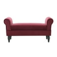 thumbnail image 2 of Linon Lillian Upholstered Bench Rolled Sides Dark Wood Legs in Berry Red Fabric, 2 of 6