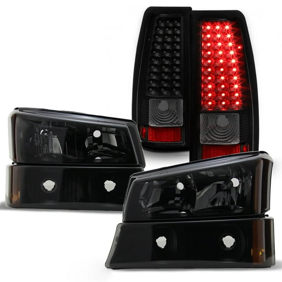 AKKON - Fits 2003-2006 Silverado 1500/1500HD/ 2500/ 2500HD/ 3500 2007 Classic Black Smoke Headlight  Bumper Lamp  LED Tail Light