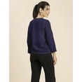 thumbnail image 3 of Moomaya Womens Diagonal Collar Solid Top, Long Sleeves Stylish Formal Top, 3 of 8