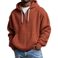 thumbnail image 3 of Men Waffle Knit Half Zip Hoodie Sevevn Long Sleeve Drawstring Hooded Sweatshirt With Front Kangaroo Pocket For Casual Daily Wear Outdoor Activities And Weekend Street Outfits, 3 of 6