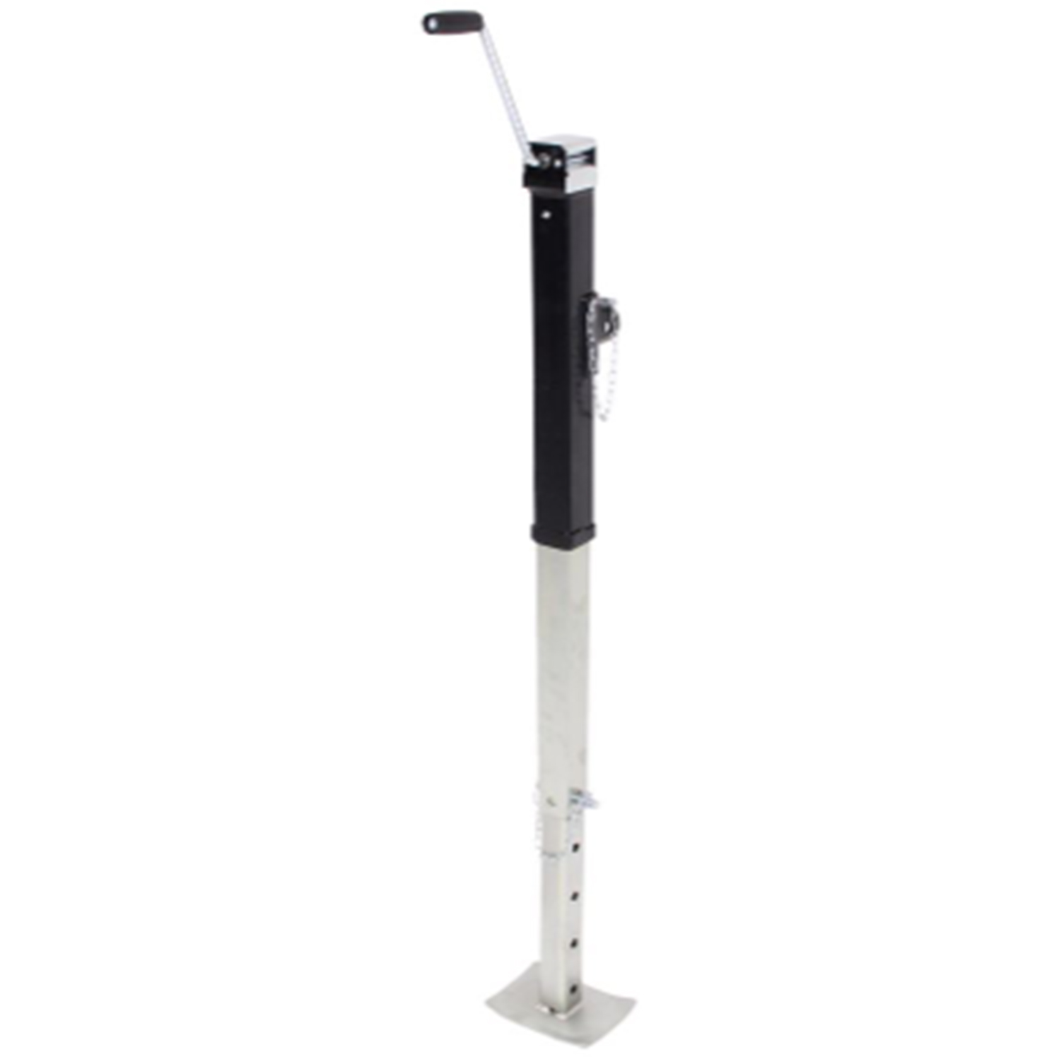 Heavy-Duty Square Trailer Jack - Sidewind, Drop Leg, 15" Travel, Weld-On 8000lbs
