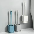 thumbnail image 1 of Juego de cepillos para inodoro | Baño limpiador de inodoros compacto, plástico blanco/azul/gris, asa ergonómica, drenaje hueco, depósito extraíble, 13x9,5x42cm, 1 pieza, 1 of 6
