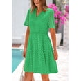thumbnail image 4 of Vestido PRETTYGARDEN para mujer, manga corta, cuello en V, verde, 4 of 9