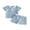 Blue, variant on Cenuakty Toddler 6M 12M 18M 2T 3T 4T 5T Baby Boy Summer Outfit Casual Striped Button V Neck Short Sleeve Tops and Shorts 2 Pcs Set