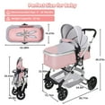 thumbnail image 3 of Vomeast Baby Stroller, Foldable Baby Stroller Reversible Bassinet, Travel Stroller for Newborn, Pink & Gray, 3 of 9