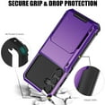 thumbnail image 5 of ELEHOLD Armor Case for Samsung Galaxy A15 Flip Open Back Wallet Hidden Card Slot Rugged Shockproof Hybrid Hard PC Shell Anti-Scratch Case for Samsung Galaxy A15,Purple, 5 of 6