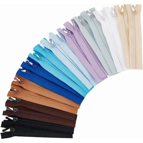 20 Pcs Tiny Zippers for Clothes 3.66inch 10 Colors Nylon Zip Fastener With Plastic Zipper Micro Mini Zippers Bulk Supplies for Sewing DIY Projects Blue