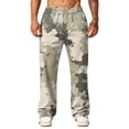 thumbnail image 5 of Hsovts Men's Athletic Open Bottom Relaxed Fit Camo Sweatpants Lounge Fashion Straight Leg Elastic Waist Workout Relaxed Fit Trousers Running Pant with Pockets Army Green M, 5 of 7
