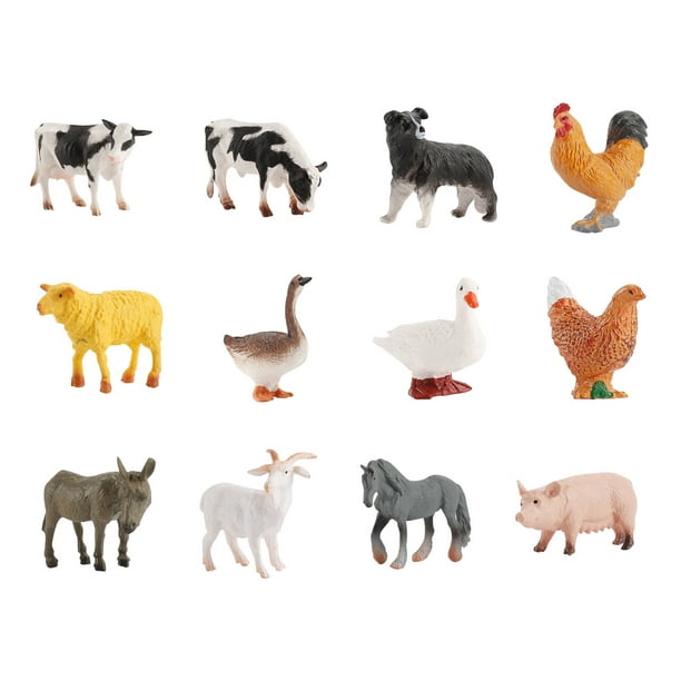 Home Decor Figurines Miniatures PVC Plastic Simulated MINI Farm Poultry  Animals Dog Pig Sheep Chicken Model Children Toys