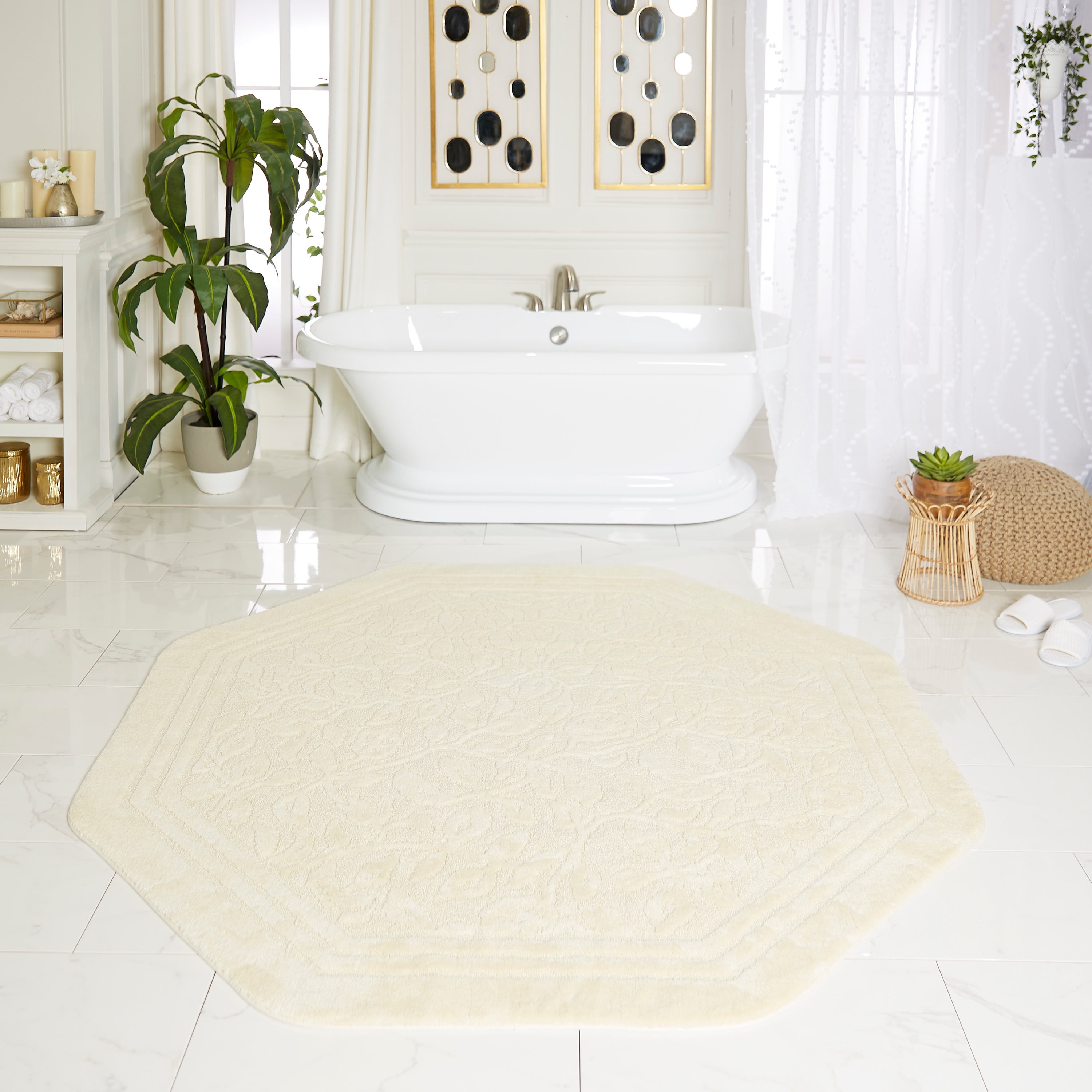 Mohawk Home Wellington Ivory Bath Rug Octagon, 6'x6', Cream