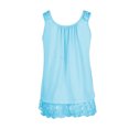 thumbnail image 4 of Camiseta Camiseta linda para damas Dobladillo de encaje Cuello redondo Estilo elegante Traje diario (Azul M) Kuymtek Azul T M para Mujer, 4 of 6