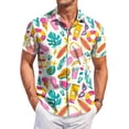 thumbnail image 3 of HAJWOH 2026 Summer Hawaiian Shirt for Men Casual Button Down Short Sleeve Summer Beach Shirts Loose Fit Floral Print Tropical Tops, 3 of 7