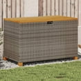 thumbnail image 1 of vidaXL Garden Storage Box Grey 110x55x63 cm Poly Rattan Acacia Wood, 1 of 5