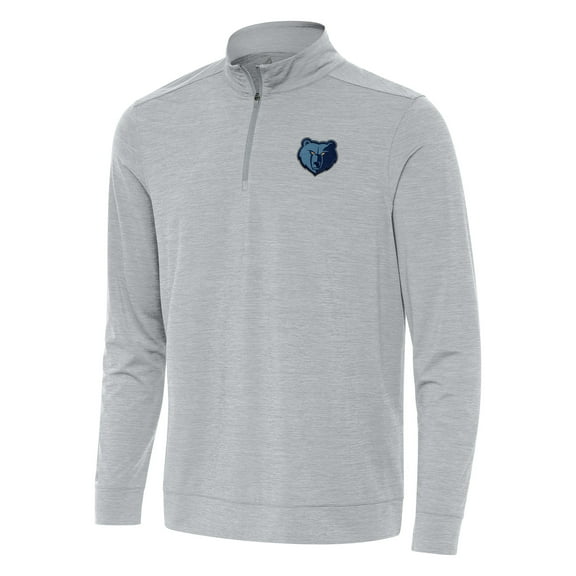 Men's Antigua Heather Gray Memphis Grizzlies Bright Quarter-Zip Top