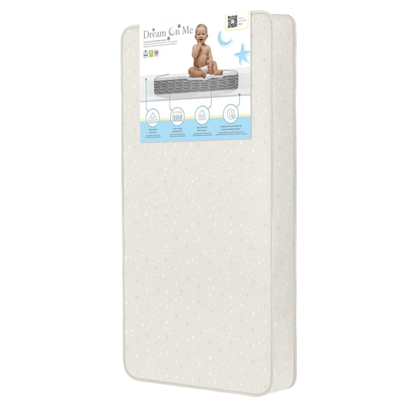 Dream On Me Nirvana 6” 96-Coil Inner Spring Crib & Toddler Mattress | Waterproof Vinyl Cover | Greenguard Gold Certified | 10-Year Manufacturer Warranty | Cream And White Stars