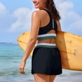 thumbnail image 4 of Women's Sporty Two Piece Swimsuits Color Block Crop Tank Tops Boyshorts Bottom Athletic Full Coverage Bathing Suit, 2XL, 4 of 7