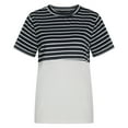 thumbnail image 4 of asdoklhq Womens Plus Size Tops Clearance,Women's Casual Stripe Splicing O-neck Short Sleeve Loose T-Shirt Tops, 4 of 7