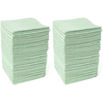 Microfiber Cleaning Cloths with Poly Scour Scrub Side, 13 x 13 inches, 50 Pack, Glass Car Window Dish Cloths, Reusable and Machine Washable, Lint-Free, Medium Grey