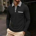 thumbnail image 2 of LIaqionyy Mens Golf Long Sleeve Shirt Classic Button Basic Solid Color Collared Fashion Casual Shirts with Pockets, 2 of 7