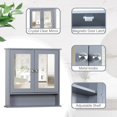 thumbnail image 4 of S&W Wall Mounted Bathroom Cabinet Medicine Cabinet with Double Mirror Doors-Grey, 4 of 6
